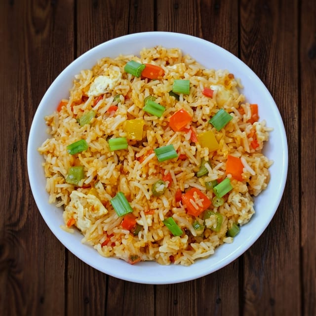 Schezwan Egg Fried Rice.